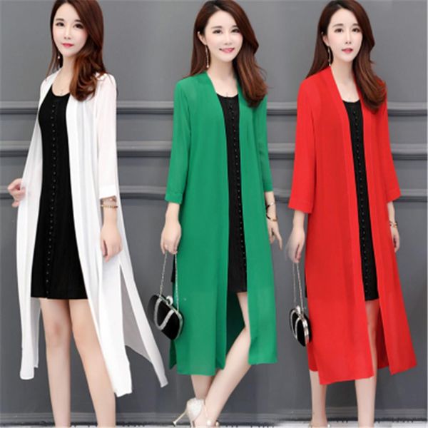 sweaters 2020 spring summer thin chiffon cardigan sweater women new long solid color cardigans female loose sweaters pz3150, White;black
sweaters 2020 spring summer thin chiffon cardigan sweater women new long solid color cardigans female loose sweaters pz3150, White;black