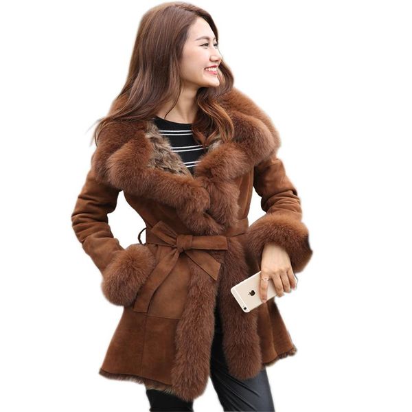 fur 2021 winter ladies' genuine natural double face fur coat jacket with fox fur collar women long fur outerwear coats jacket, Black
fur 2021 winter ladies' genuine natural double face fur coat jacket with fox fur collar women long fur outerwear coats jacket, Black