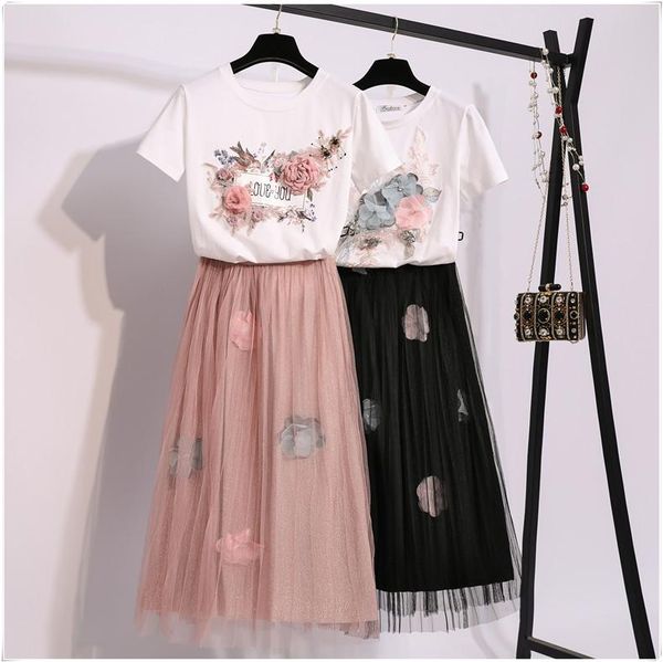 dress amolapha women tee skirts 2pcs suits short sleeve 3d flower cotton tee +elastic waist mid calf mesh skirt sets, White
dress amolapha women tee skirts 2pcs suits short sleeve 3d flower cotton tee +elastic waist mid calf mesh skirt sets, White