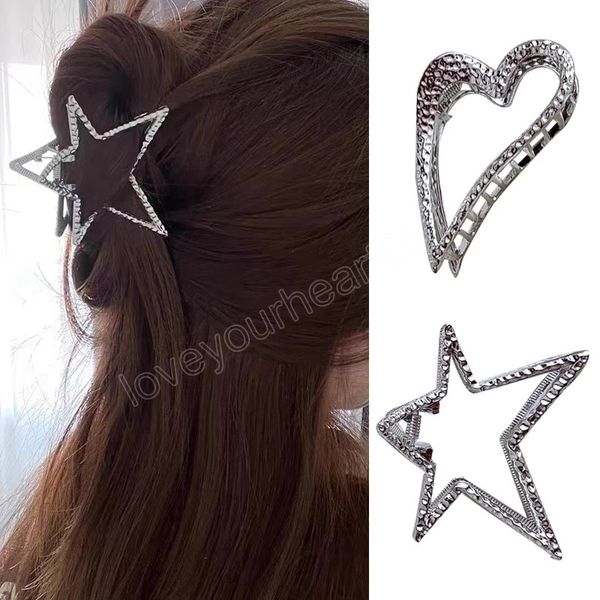 y2k metal hollow pentagram star hair claw silver heart shape clips ponytail hair crab hairpin for girls headwear barrettes, Golden;silver
y2k metal hollow pentagram star hair claw silver heart shape clips ponytail hair crab hairpin for girls headwear barrettes, Golden;silver