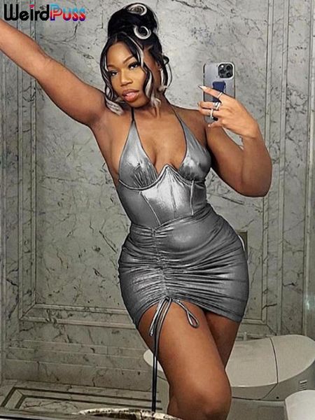 casual dresses weird puss pu irregular women halter mini dress strapless lace up backless shirring skinny midnight partywear vacation bodyco, Black;gray
casual dresses weird puss pu irregular women halter mini dress strapless lace up backless shirring skinny midnight partywear vacation bodyco, Black;gray