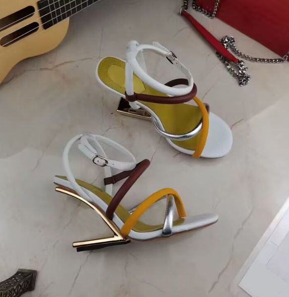 women's cross strap sandals fashion metal letter heel leather buckle high heels 9.5cm luxury party wedding shoes 35-42, Black
women's cross strap sandals fashion metal letter heel leather buckle high heels 9.5cm luxury party wedding shoes 35-42, Black