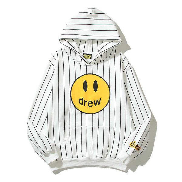 sweater drew mens hoodie fashion star same style striped smiley face print spring and autumn new fresh hsome, Black 
sweater drew mens hoodie fashion star same style striped smiley face print spring and autumn new fresh hsome, Black