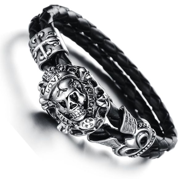 european fashion punk skull night club stainless steel genuine cowhide leather bracelet wristband men jewellery present gift4467474, Golden;silver
european fashion punk skull night club stainless steel genuine cowhide leather bracelet wristband men jewellery present gift4467474, Golden;silver