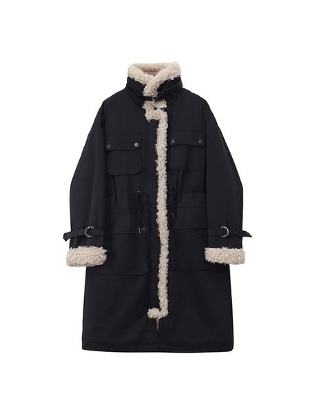 leather 2022 autumn winter women lambs wool warm thick cotton padded coat turtleneck baggy long sleeve jacket outer drawstring design, Black
leather 2022 autumn winter women lambs wool warm thick cotton padded coat turtleneck baggy long sleeve jacket outer drawstring design, Black
