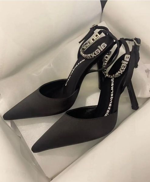 elegant brand wang delphine sandals shoes for women strappy design covered stiletto heel summer pointed toe party wedding bridal footwear, Black
elegant brand wang delphine sandals shoes for women strappy design covered stiletto heel summer pointed toe party wedding bridal footwear, Black