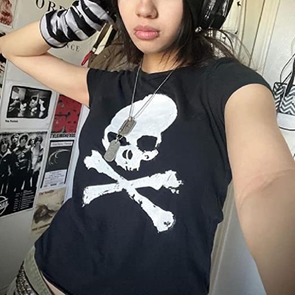 women s t shirt gothic skull punk streetwear tee summer casual 90s vintage grunge graphic print short sleeve y2k slim crop 230420, White
women s t shirt gothic skull punk streetwear tee summer casual 90s vintage grunge graphic print short sleeve y2k slim crop 230420, White