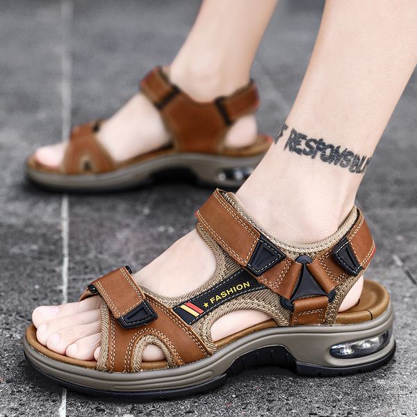 sandals brand summer men's sandals genuine leather men slippers gladiator men beach sandals soft comfortable outdoors wading shoes 38-4, Black
sandals brand summer men's sandals genuine leather men slippers gladiator men beach sandals soft comfortable outdoors wading shoes 38-4, Black