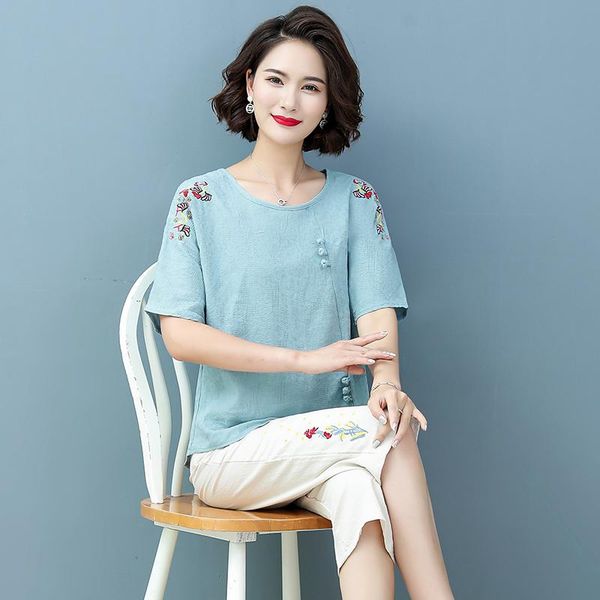 dress women sets 2 pieces vintage embroidery cotton linen clothing set 2021 summer middle aged mother +cropped shorts large size, White
dress women sets 2 pieces vintage embroidery cotton linen clothing set 2021 summer middle aged mother +cropped shorts large size, White