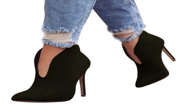 women boots 2020 autumn vneck high heels ankle shoes boots pointed toe booties feminina woman wedding party shoes5222231, Black
women boots 2020 autumn vneck high heels ankle shoes boots pointed toe booties feminina woman wedding party shoes5222231, Black
