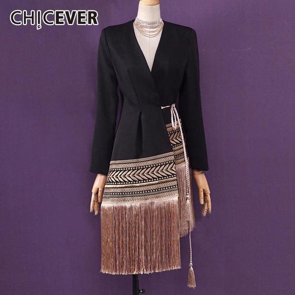 pants chicever slim elegant patchwork blazer for women v neck long sleeve high waist lace up tassel irregular hem blazers female 2020, White
pants chicever slim elegant patchwork blazer for women v neck long sleeve high waist lace up tassel irregular hem blazers female 2020, White