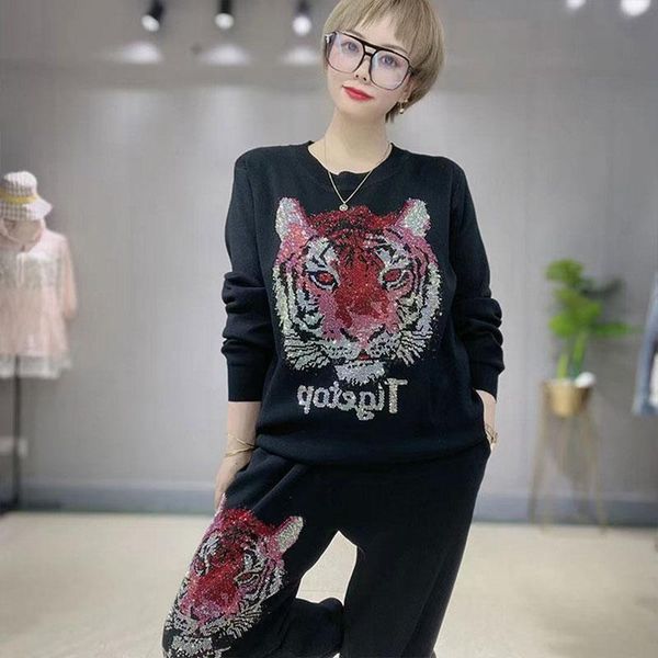 pants women knitting black diamond tiger tracksuit two piece sprotwear sets long sleeve sweatshirt and pants, White
pants women knitting black diamond tiger tracksuit two piece sprotwear sets long sleeve sweatshirt and pants, White