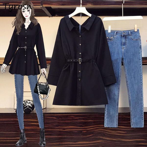 pants sets women design button sashes long sleeve tshirts streetwear korean style pencil jeans slim denim trousers femme outfits, White
pants sets women design button sashes long sleeve tshirts streetwear korean style pencil jeans slim denim trousers femme outfits, White