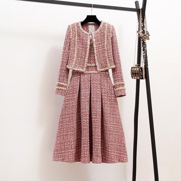 dress new 2021 autumn women 2 piece set tweed short jacket coat+beading vest dress elegant fashion party dresses 2 sets, White
dress new 2021 autumn women 2 piece set tweed short jacket coat+beading vest dress elegant fashion party dresses 2 sets, White