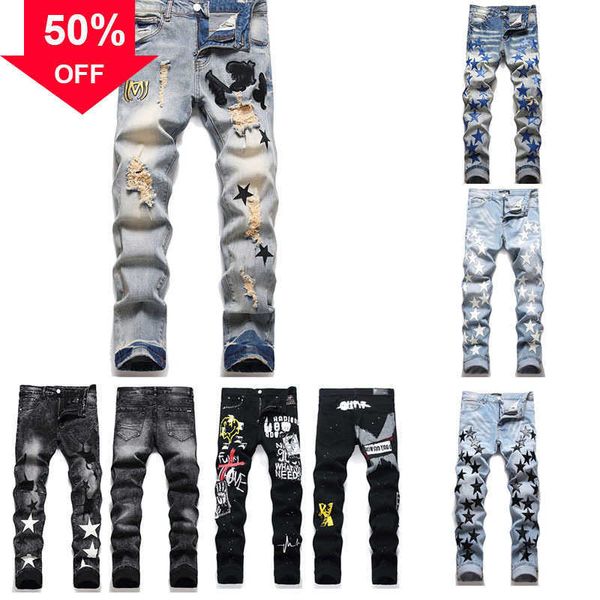 men's pants i am mens jeans ripped embroidery pentagram patchwork for trend brand motorcycle pant skinny s to 2xl size, Black
men's pants i am mens jeans ripped embroidery pentagram patchwork for trend brand motorcycle pant skinny s to 2xl size, Black