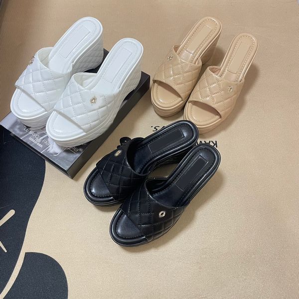 chan c womens platform slipper wedge heels 8.5cm slippers designer sandals quilted texture gold-tone metal slide 100% leather ladie summer b, Black
chan c womens platform slipper wedge heels 8.5cm slippers designer sandals quilted texture gold-tone metal slide 100% leather ladie summer b, Black