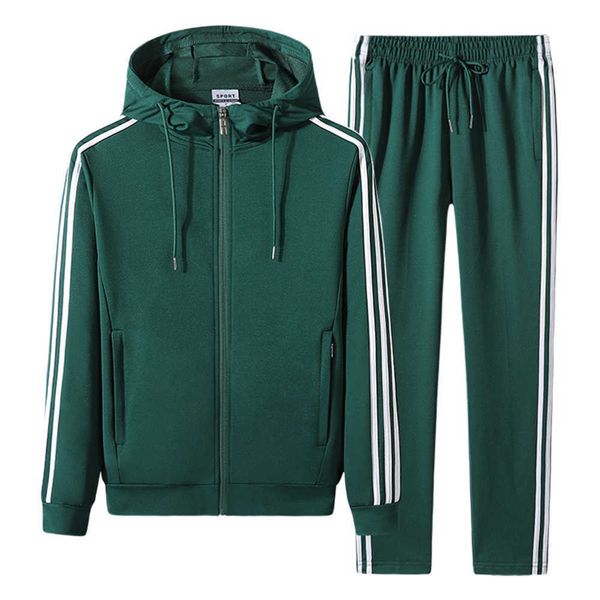 men's tracksuits 2023 spring new leisure sports set three bar men's cardigan korean fit long sleeve two piece setsxii, Gray