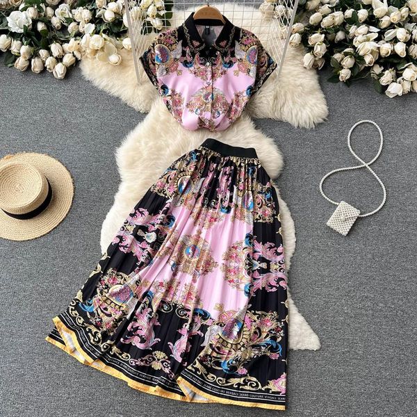 dress summer women's suit luxury print lapel collar women twopiece dress set t shirts and high waist long skirt sets vestido, White
dress summer women's suit luxury print lapel collar women twopiece dress set t shirts and high waist long skirt sets vestido, White