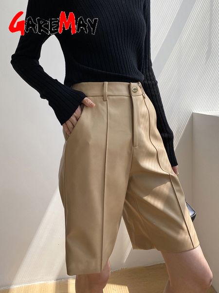 women's shorts autumn winter women's leather shorts loose black classic casual soft long office knee-length shorts for women with, White;black
women's shorts autumn winter women's leather shorts loose black classic casual soft long office knee-length shorts for women with, White;black