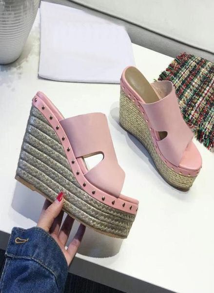 summer thick soled slippers designers hemp rope womens sandals genuine leather 10cm slope heel brown solid shoe women shoes slippe2295140, Black
summer thick soled slippers designers hemp rope womens sandals genuine leather 10cm slope heel brown solid shoe women shoes slippe2295140, Black
