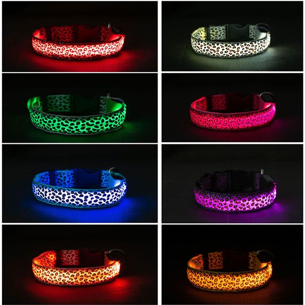 

Light Up Dog Collar LED Dog Collar Night Walking Glow Leopard Collar Flashing Lighted Dog Collar for  Medium Large Dogs