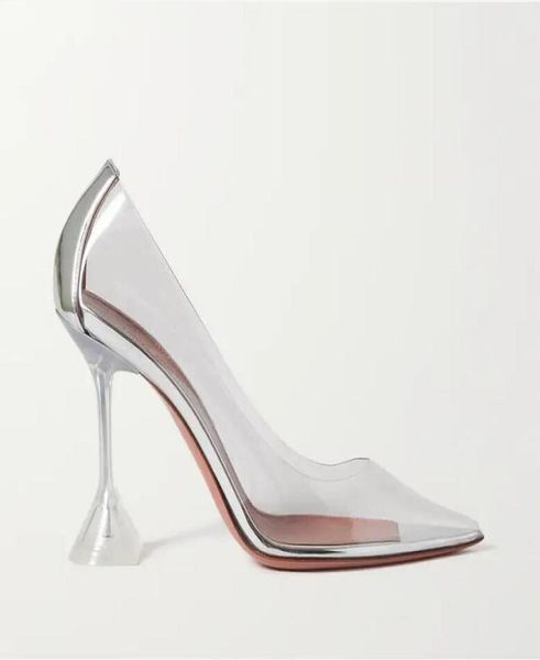 fashion amina shoes ami clear pvc and metallic leather pumps muaddi wedding8807845, Black