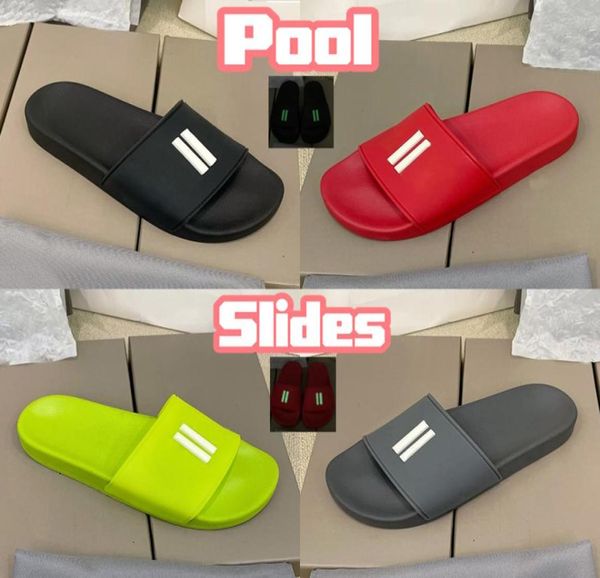 with box slippers pool slide glow in the dark slides mens red grey black white pink fluo yellow blue luxury flat shoes men women s2318837 
with box slippers pool slide glow in the dark slides mens red grey black white pink fluo yellow blue luxury flat shoes men women s2318837