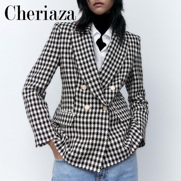 pants cheriaza autumn woman houndstooth doublebreasted blazer casual long sleeves vintage commuter jacket pocket outerwear lady top, White
pants cheriaza autumn woman houndstooth doublebreasted blazer casual long sleeves vintage commuter jacket pocket outerwear lady top, White
