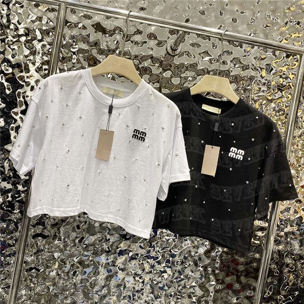 women cropped t shirts luxury rhinestone short sleeve tees summer casual tshirt pullover, White
women cropped t shirts luxury rhinestone short sleeve tees summer casual tshirt pullover, White