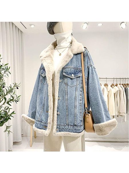 fur denim jackets for women 2022 korean fashion thick warm coat winter both sides wear loose jean coats female clothes jean outwear, Black
fur denim jackets for women 2022 korean fashion thick warm coat winter both sides wear loose jean coats female clothes jean outwear, Black