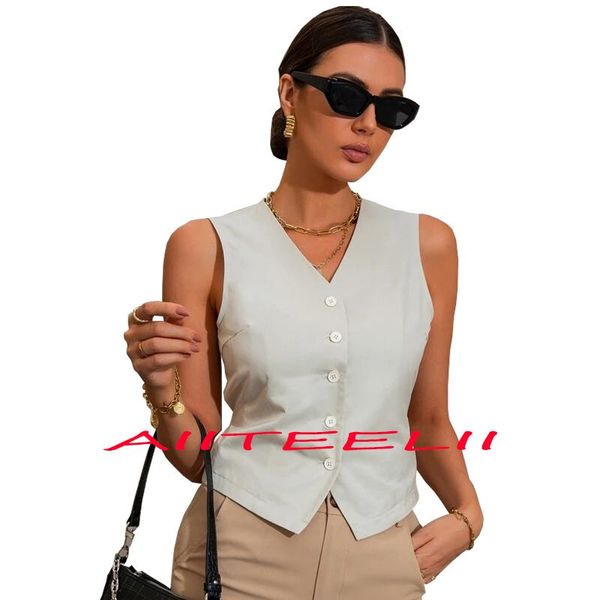 vests women's suit vest vneck 4 buttons formal business workwear office professional sleeveless jacket waistcoat for female, Black;white
vests women's suit vest vneck 4 buttons formal business workwear office professional sleeveless jacket waistcoat for female, Black;white