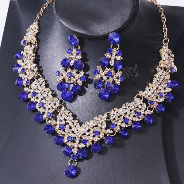fashion blue crystal bride jewelry set rhinestone gold-plated wedding dress banquet necklace earring set ladies gift, Silver
fashion blue crystal bride jewelry set rhinestone gold-plated wedding dress banquet necklace earring set ladies gift, Silver