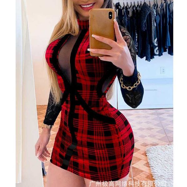 casual dresses women dress plaid slim fit high waist dress women long sleeve turtleneck lace mesh seethrough stitching openwork dress j23041, Black;gray
casual dresses women dress plaid slim fit high waist dress women long sleeve turtleneck lace mesh seethrough stitching openwork dress j23041, Black;gray