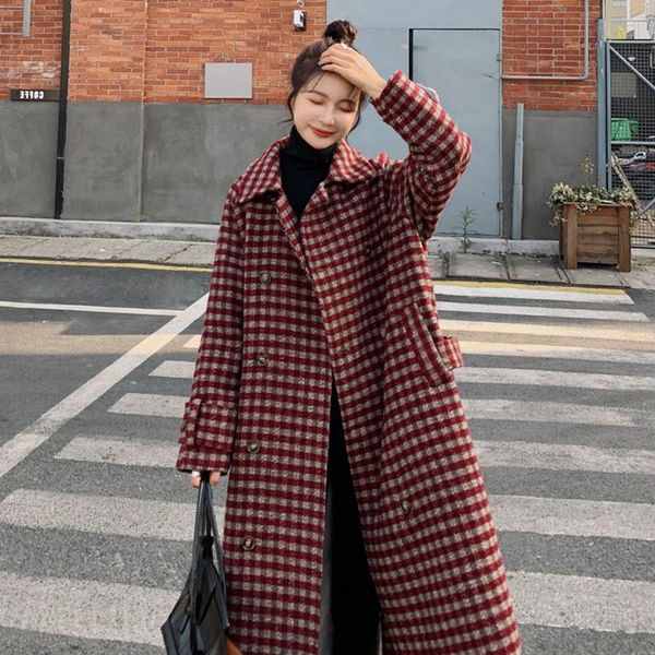 fur elegant red plaid women woolen coats 2021 early autumn fashion turndown collar ladies coats double breasted female long outwear, Black
fur elegant red plaid women woolen coats 2021 early autumn fashion turndown collar ladies coats double breasted female long outwear, Black