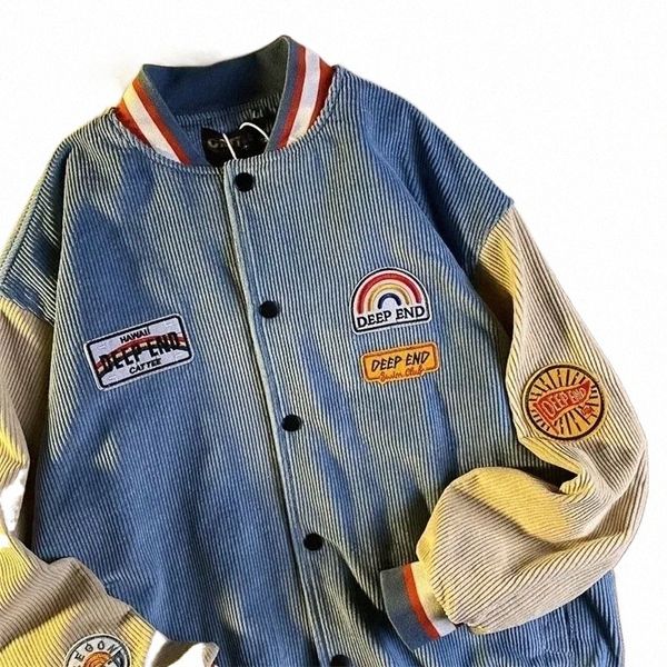 womens jackets college style corduroy embroidery baseball uniform for men and women couples american retro street trend loose jacket 221017, Black;brown
womens jackets college style corduroy embroidery baseball uniform for men and women couples american retro street trend loose jacket 221017, Black;brown