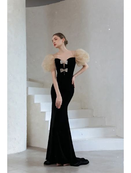 vintage cocktail dresses puff sleeve bow mermaid fishtail backless square collar formal party evening prom gowns red carpet 2023, Black
vintage cocktail dresses puff sleeve bow mermaid fishtail backless square collar formal party evening prom gowns red carpet 2023, Black