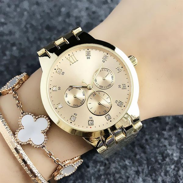 fashion brand wrist watch for women's girl 3 dials style steel metal band quartz watches tom6670276o, Slivery;brown
fashion brand wrist watch for women's girl 3 dials style steel metal band quartz watches tom6670276o, Slivery;brown