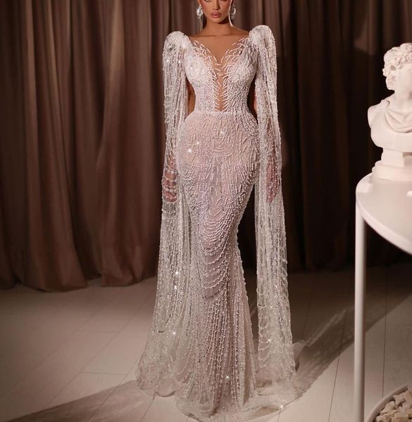 luxury mermaid prom dresses sleeveless v neck capes appliques sequins beaded floor length diamonds pearls 3d lace evening dress bridal gowns, Black
luxury mermaid prom dresses sleeveless v neck capes appliques sequins beaded floor length diamonds pearls 3d lace evening dress bridal gowns, Black