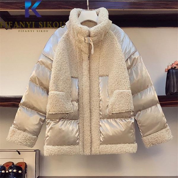 leather winter jacket women thick warm lambswool spliced fashion down jackets short parkas female casual loose cotton coat, Black
leather winter jacket women thick warm lambswool spliced fashion down jackets short parkas female casual loose cotton coat, Black