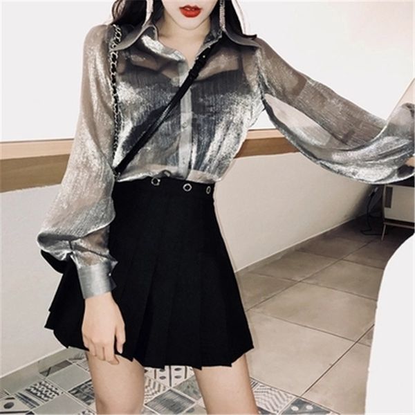 men's swimwear fashion women shirts stylish silver chiffon blouse puff sleeve mujer chemises femme zz584 230420
men's swimwear fashion women shirts stylish silver chiffon blouse puff sleeve mujer chemises femme zz584 230420