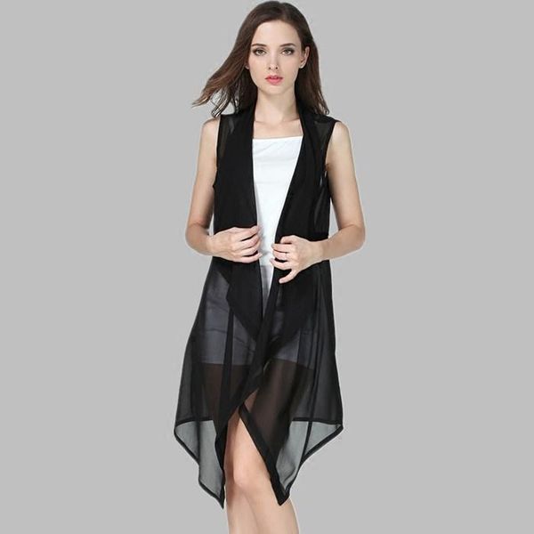 vests #3539 summer vest women asymmetrical chiffon long vest female loose thin vest waitcoat ladies korean style cardigan kimono vest, Black;white
vests #3539 summer vest women asymmetrical chiffon long vest female loose thin vest waitcoat ladies korean style cardigan kimono vest, Black;white