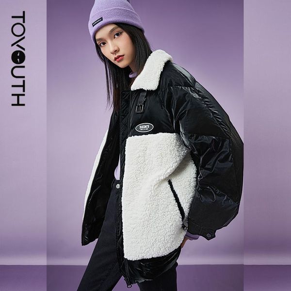 parkas toyouth women down jacket 2021 winter thick polo collar warm outwear 90% white duck down lamb wool stitching casual chic coats, Black
parkas toyouth women down jacket 2021 winter thick polo collar warm outwear 90% white duck down lamb wool stitching casual chic coats, Black