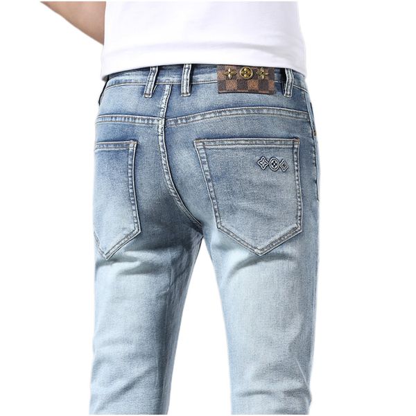 men's jeans spring summer thin men slim fit european american high-end brand small straight double o pants f213-3, Blue
men's jeans spring summer thin men slim fit european american high-end brand small straight double o pants f213-3, Blue