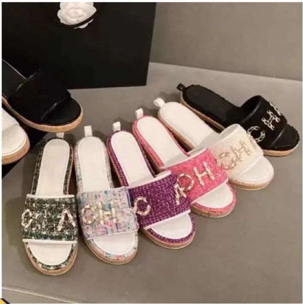 35-41 sizes women slippers tweed leather straw woven slides sandals slip on wedge flats fashion beach mule brand flip flops casual slide ldx, Black
35-41 sizes women slippers tweed leather straw woven slides sandals slip on wedge flats fashion beach mule brand flip flops casual slide ldx, Black
