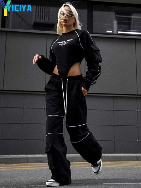 yiciya pants fashion streetwear casual stripe cargo pants sets black loose drawstring low waist trousers+letter pocket sweatshirts bodysuits, White
yiciya pants fashion streetwear casual stripe cargo pants sets black loose drawstring low waist trousers+letter pocket sweatshirts bodysuits, White
