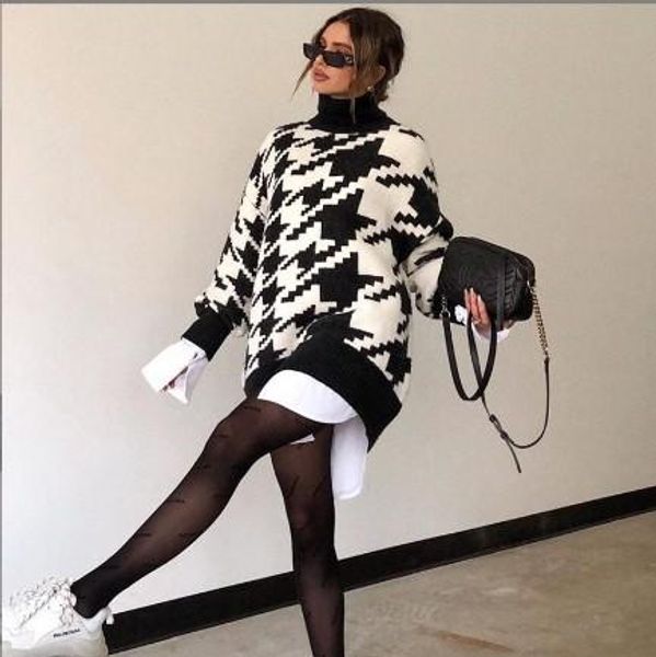 leather 2020 autumn and winter new sweater geometric houndstooth knit casual retro pullover sweater, Black
leather 2020 autumn and winter new sweater geometric houndstooth knit casual retro pullover sweater, Black