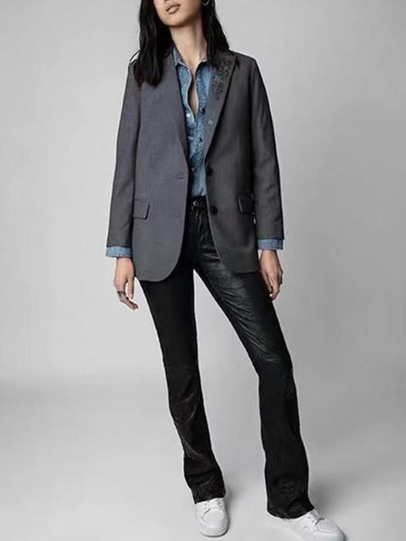 pants women's grey long sleeve blazer rhinestone butterfly flower letter decor fall winter ladies notched single breasted suit jacket, White
pants women's grey long sleeve blazer rhinestone butterfly flower letter decor fall winter ladies notched single breasted suit jacket, White