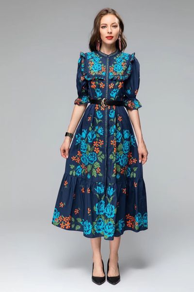 work dresses 2023 australian designer spring/summer new sweet ruffle printed pure cotton dress, White;black
work dresses 2023 australian designer spring/summer new sweet ruffle printed pure cotton dress, White;black