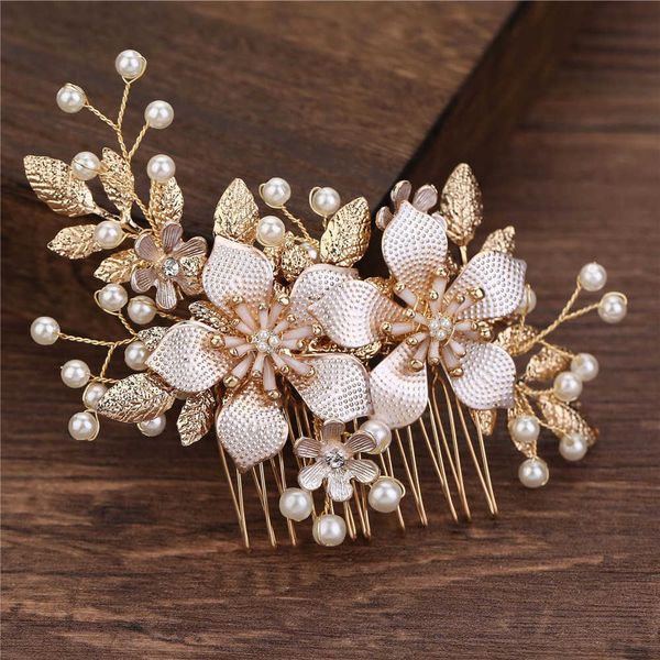 

wedding hair jewelry handmade crystals rhinestones pearls flower hair comb bridal headpieces hair accessories bridesmaid tiara wedding hair, Slivery;golden