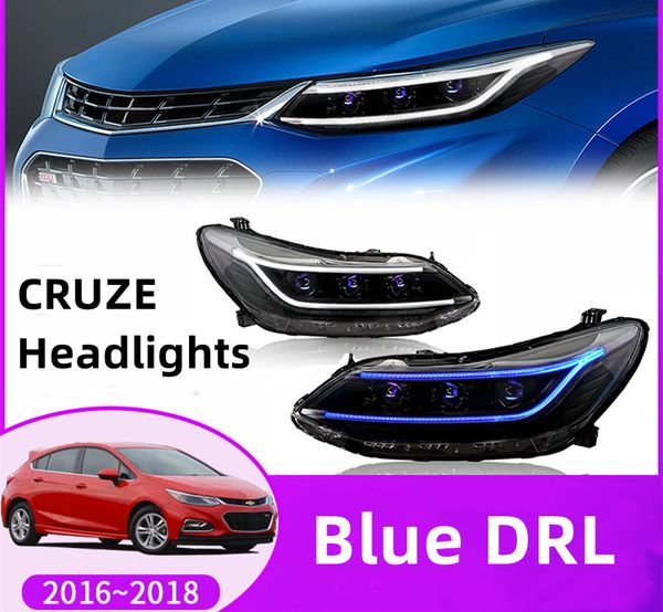 

car led headlights assembly for cruze 20 16-20 19 bule drl auto styling front lamps accessories lights